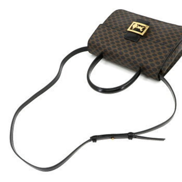 Celine Macadam Shoulder Bag Leather Black Brown - Picture 5 of 9